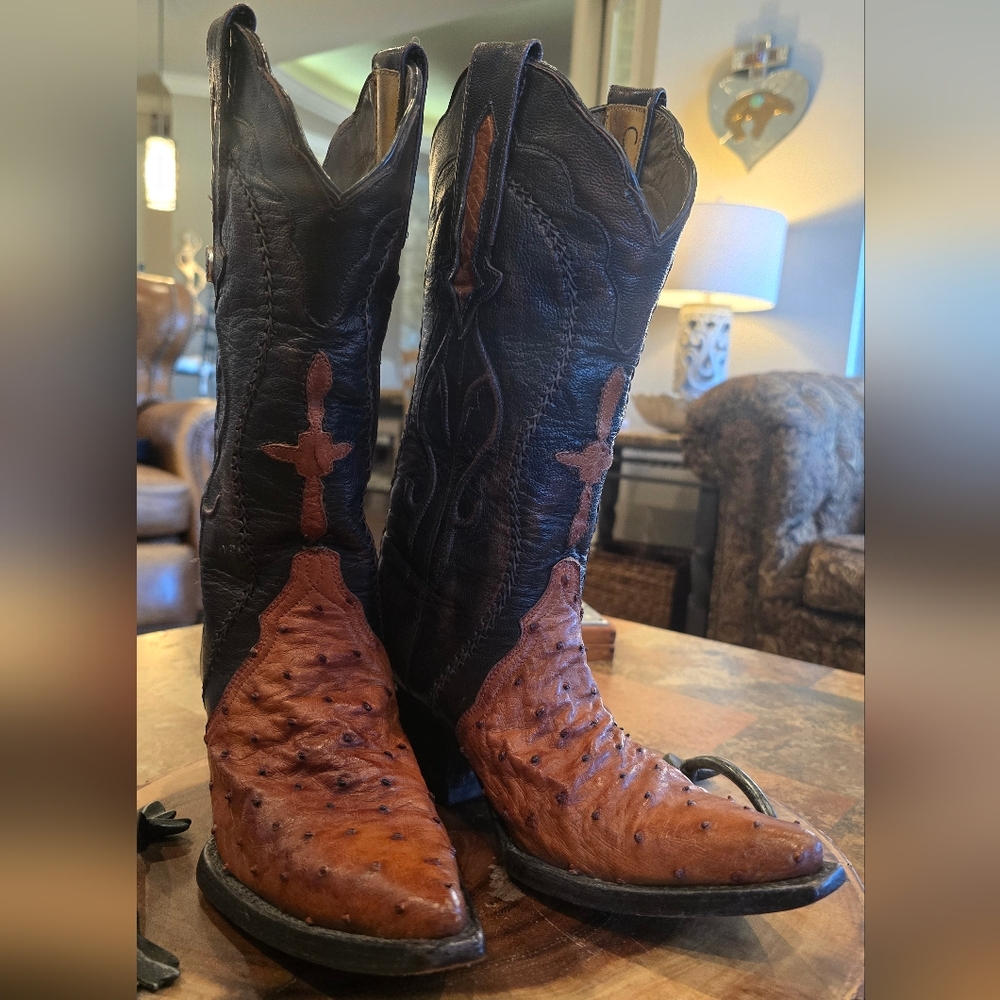 Montana Women's Brown And Cognac Full Quill Western Boots Size 7